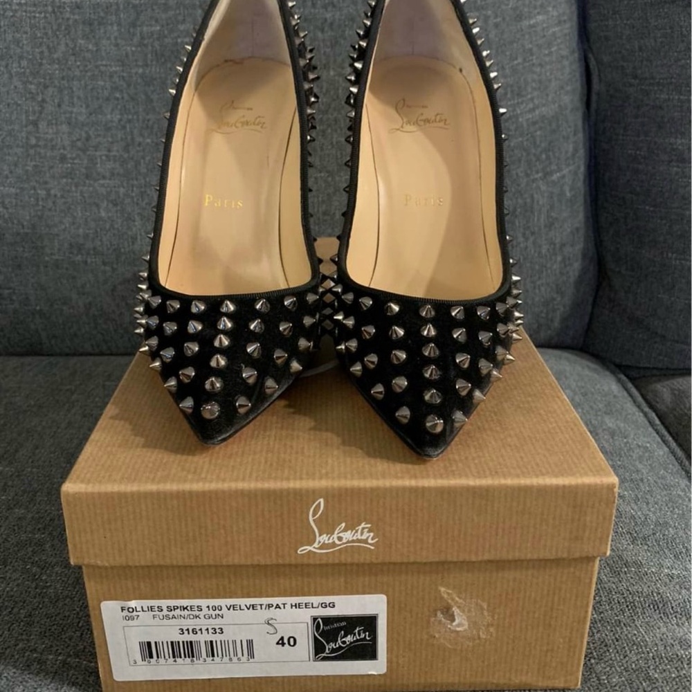 Christian Louboutin Velvet Spikes Follies